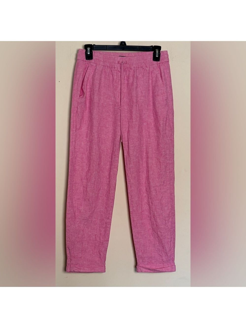 J. Crew Pink Linen-Blend Pull-On Pants